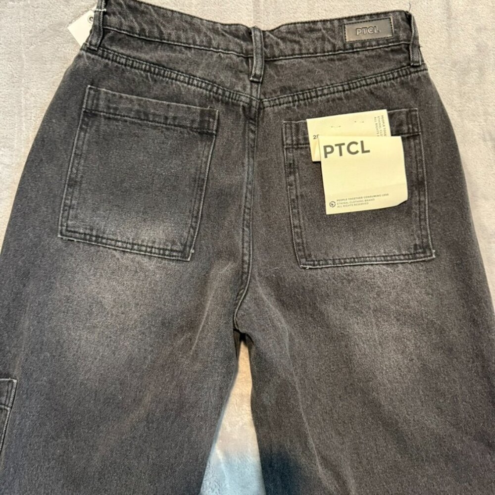 PTCL Black Rhinestone Cutout Jeans NWT High Rise Straight Leg Size 28 - Picture 6 of 13
